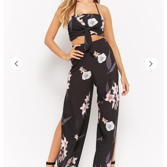 Floral print cropped cami & pants set - Picture 2 of 6